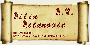 Milin Milanović vizit kartica